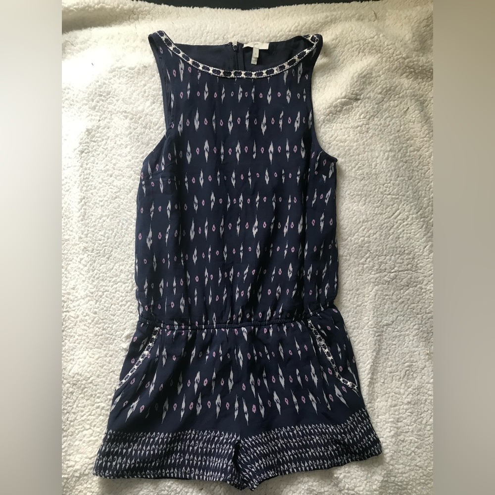 Joie Women's Kayture Silk Ikat Romper In Dark Navy Size Small